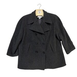 J.G. Hook Women's Wool Peacoat XXL 20W Charcoal‎ Double Breasted